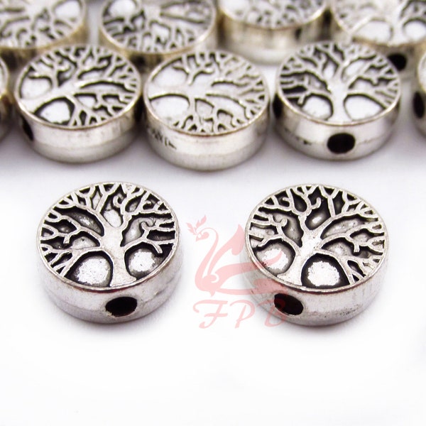 10 Tree Of Life Beads 9mm Wholesale Antiqued Silver Plated Spacer Beads SB0105245