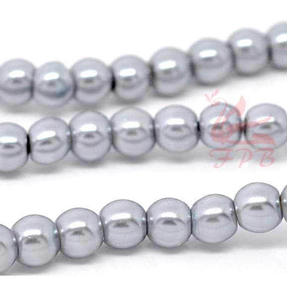 100 Silver Imitation Pearl Beads 8mm Bulk Glass Pearl Beads GB0011402