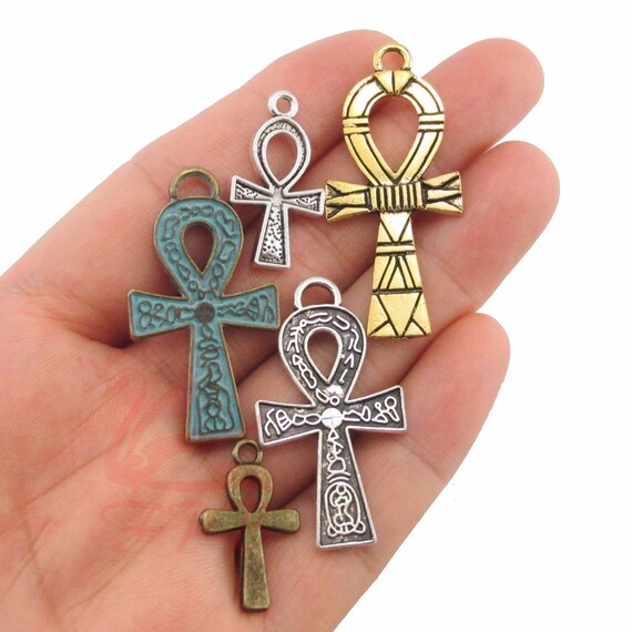 エジプトのアンクチャーム 10 個セット - 卸売アンティークゴールド