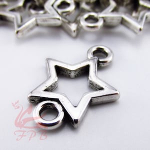 10 Star Conenctor Charms 24mm Wholesale Antiqued Silver Plated Pendants SC0112035