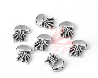 10 Jellyfish Spacer Beads 16mm Wholesale Antiqued Silver Plated Ocean Beach Metal Beads SB0113283