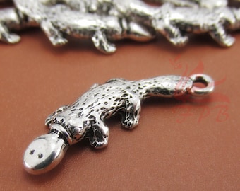 5 Platypus 25mm Antiqued Silver Plated Pendant Charms SC0103301