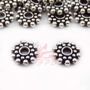 50 Silver Spacer Beads 8mm Wholesale Antiqued Silver Plated Beads SB0000817