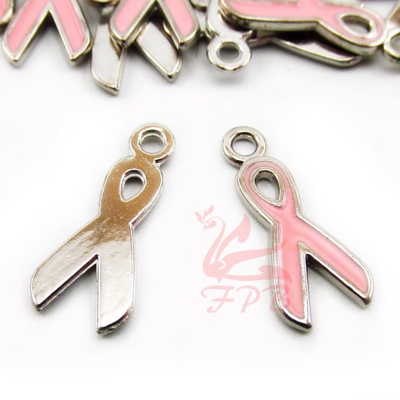 Pink Ribbon Charms 20mm Wholesale Breast Cancer Awareness
