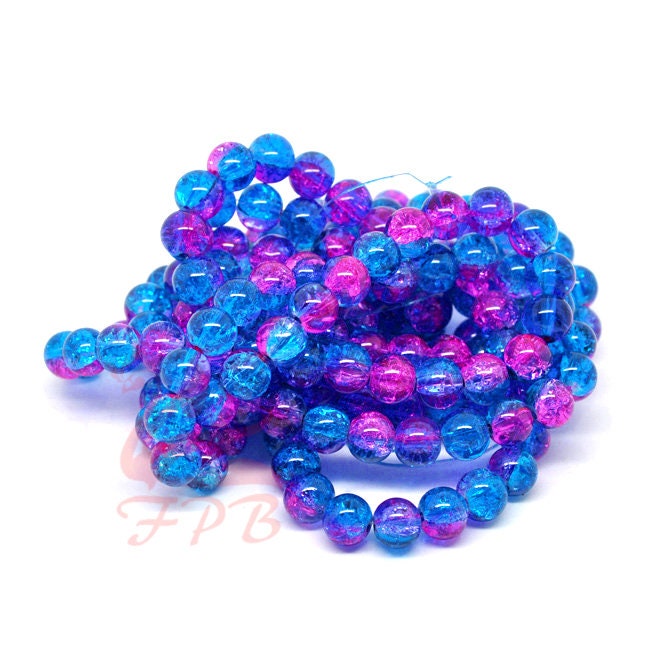 20 Blue Pink 10mm Glass Beads Wholesale Crackle Glass Beads Etsy