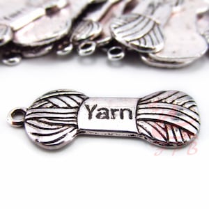 10 Yarn Charms 25mm Wholesale Antiqued Silver Plated Pendants SC0100798