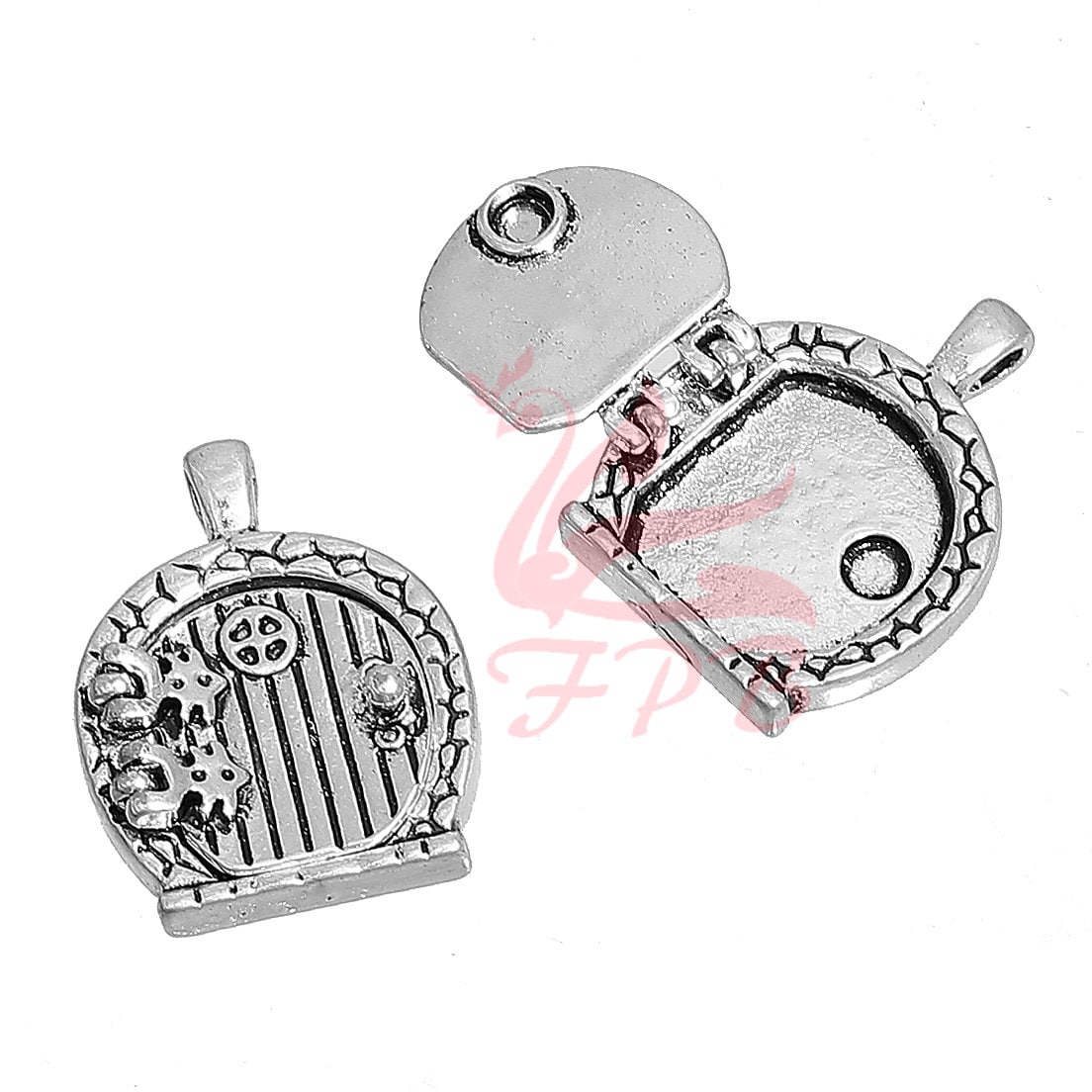 1 Fairy Door Pendant 32mm Wholesale Antiqued Silver Plated Door Charms SC0092627