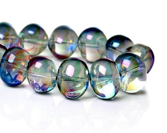 5 Blue AB Glass Beads 16mm Wholesale Aurora Borealis Glass Beads GB0052885