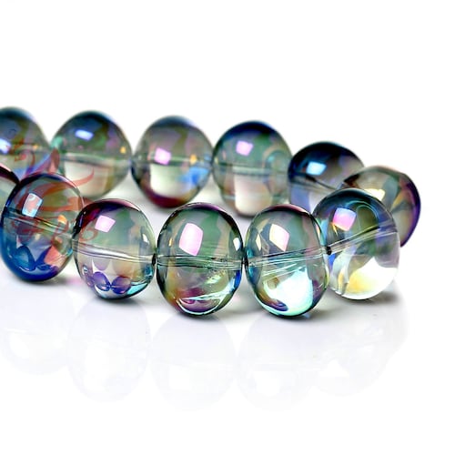 5 Blue AB Glass Beads 16mm Wholesale Aurora Borealis Glass Etsy