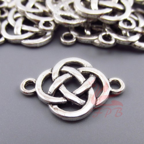 Celtic Knot Charms – 18mm Antiqued Silver Plate Pendants – Choose 10, 20, Or 50pcs