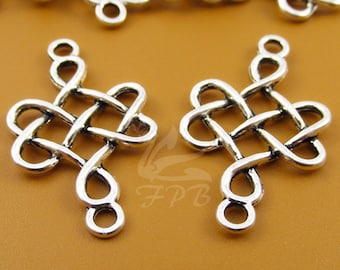 10 Celtic Knot Connector Charms 31mm Wholesale Antiqued Silver Plated Pendants SC0016924