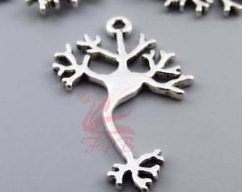 5 colgantes de neuronas de 33 mm chapados en plata antigua al por mayor SC0077393