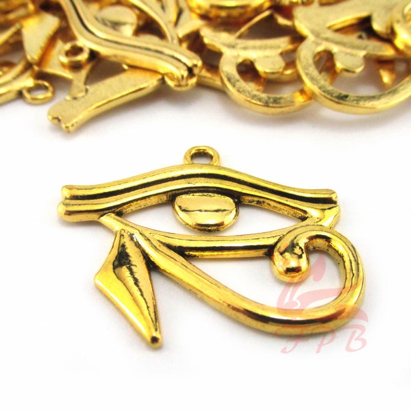 5 Egyptian Eye of Horus Charms 33mm Antiqued Gold Eye Of Ra Egypt Pendants GC0021337