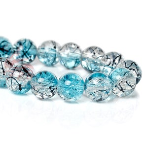 20 Turquoise Blue Crackle Glass Beads 10mm Wholesale Glass Beads For Jewelry Making GB0058106