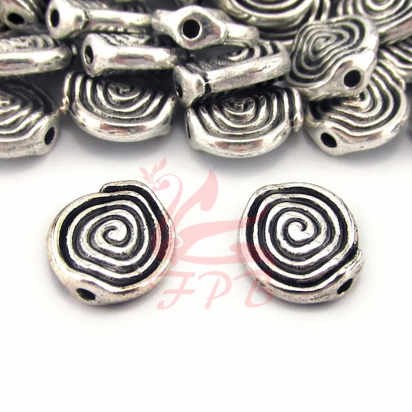 10 Spiral Design Beads 12mm Wholesale Antiqued Silver Plated Swirls Spacer Beads SB0006053