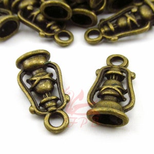 5 Lantern Charms 20mm Wholesale Antiqued Bronze Pendants BC0011766