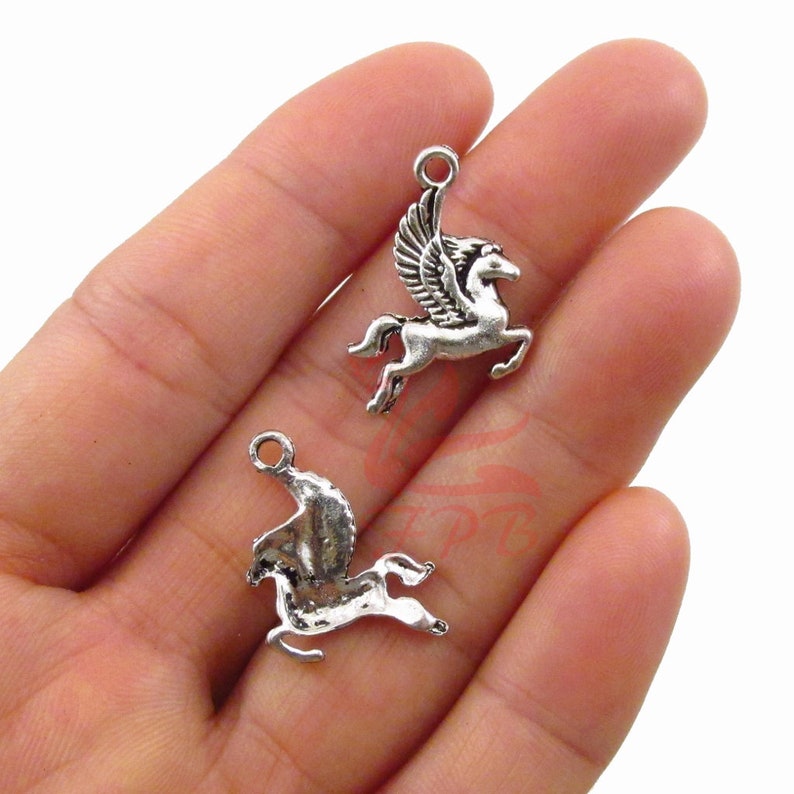 10 Pegasus Charms 20mm Wholesale Antiqued Silver Plated Etsy