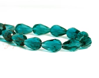 Faceted Teardrop Glass Beads Strands