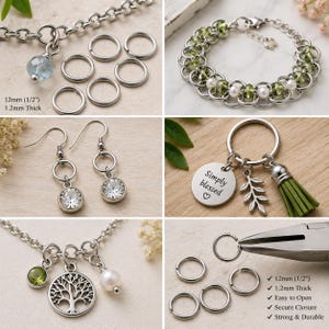 12mm Jump Rings - 50/100/200 Wholesale Stainless Steel 16 Gauge Open Jump Rings F0077455 image 7