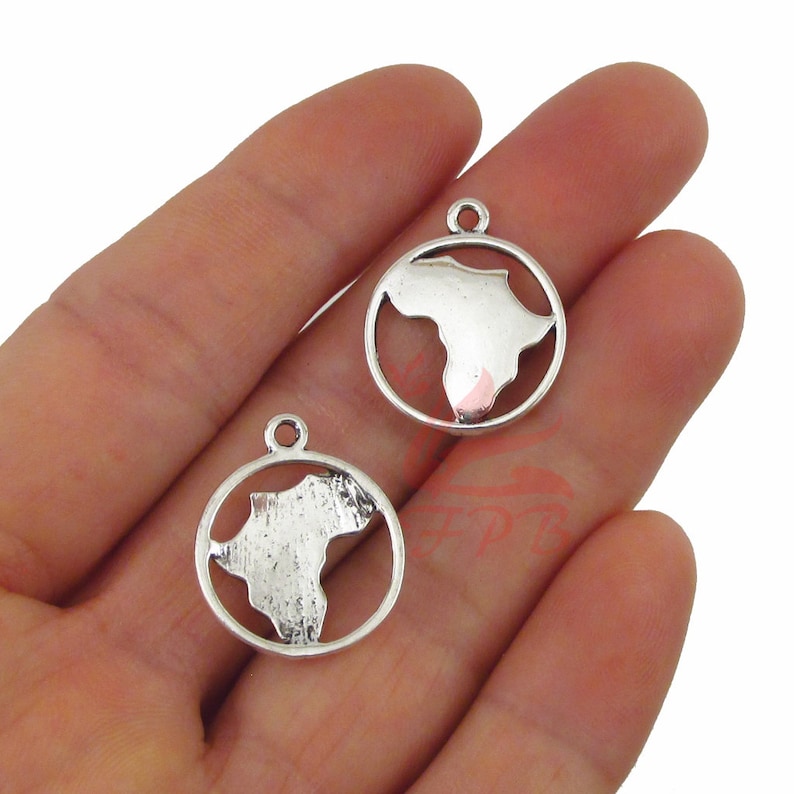 10 Africa Charms 20mm Wholesale Antiqued Silver Plated Etsy