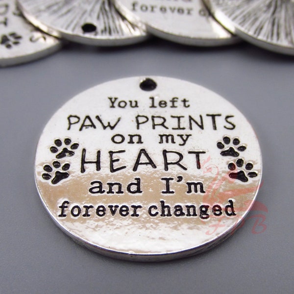 2 Pet Memorial Charms 25mm Wholesale Antiqued Silver Plated Pendants SC0088934