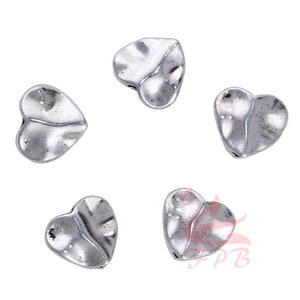 20 Heart Beads 10mm Wholesale Antiqued Silver Plated Wavy Spacer Beads SB0098027