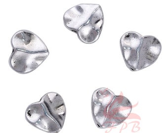 20 Heart Beads 10mm Wholesale Antiqued Silver Plated Wavy Spacer Beads SB0098027
