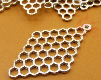 カタカムナ  フトマニ  チャーム 5 Honeycomb Charms 37mm Wholesale Gold Plated Beehive