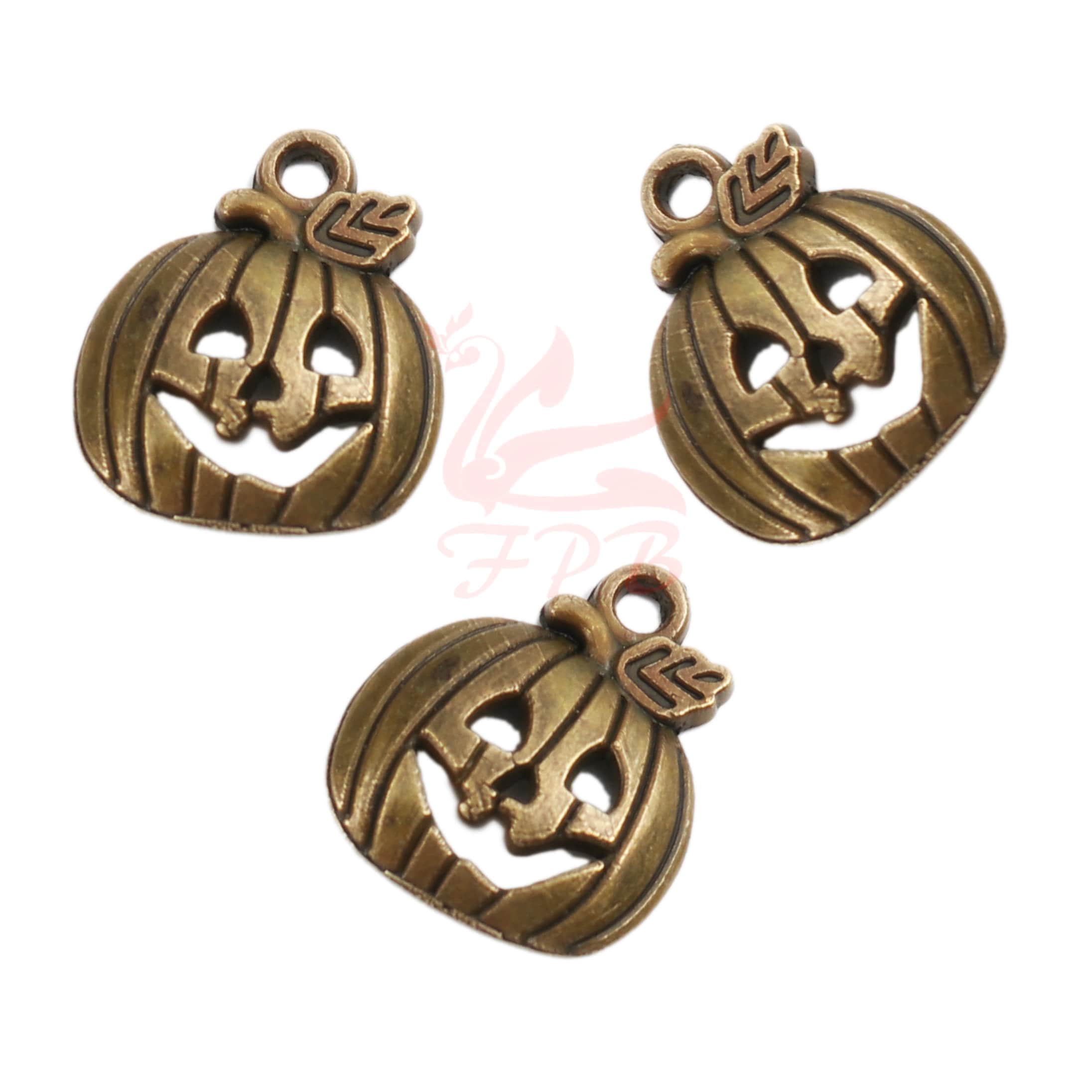 10 Pumpkin Jack O' Lantern Charms 18mm Wholesale Gold Plated Halloween ...