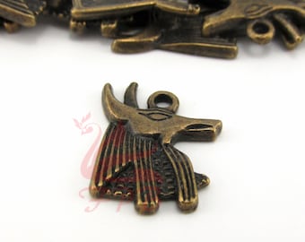 10 Anubis Egyptian God Of The Dead Charms 20mm Wholesale Antiqued Bronze Egypt Jackal Pendants BC0003228