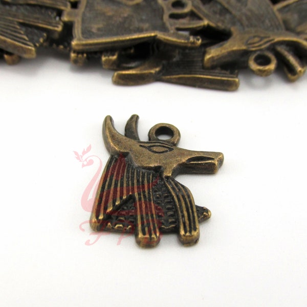 10 Anubis Egyptian God Of The Dead Charms 20mm Wholesale Antiqued Bronze Egypt Jackal Pendants BC0003228