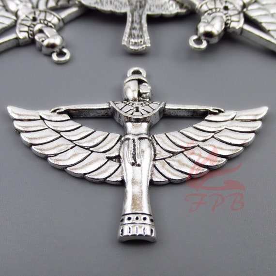 Egyptian Goddess Isis Pendants 56mm Wholesale Antiqued Silver