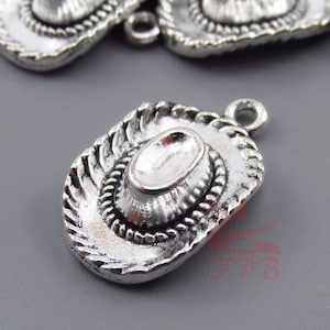 5 Cowboyhut Charms 23 mm Groß Antiqued Silver Plated Western Anhänger SC0097053