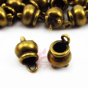 5 Witch Cauldron Charms 12mm Wholesale Antiqued Bronze Halloween Pendants BC0028956