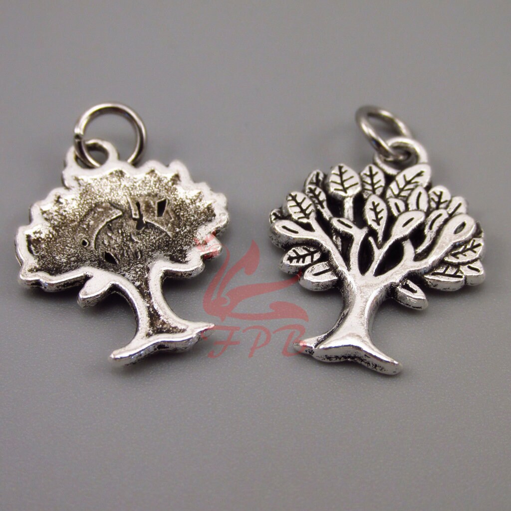 Tree of Life Charm With Jump Ring 27mm Antiqued Silver Plated