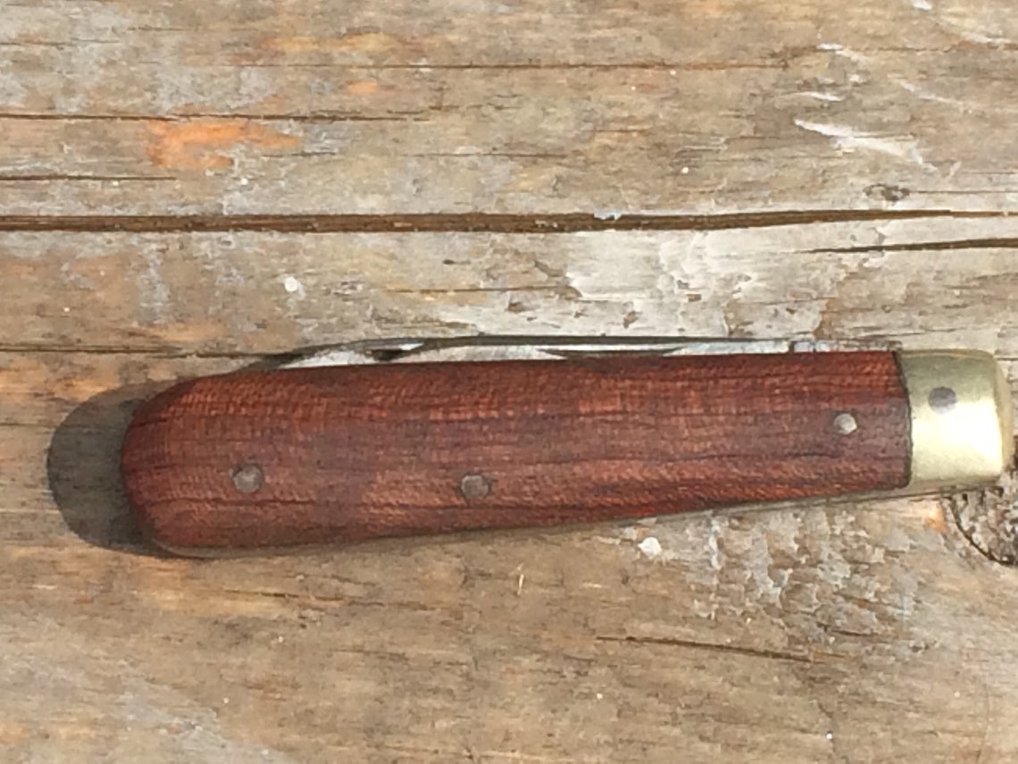 Quality Pocket knife with Wood Handles Two Blades Made in Etsy