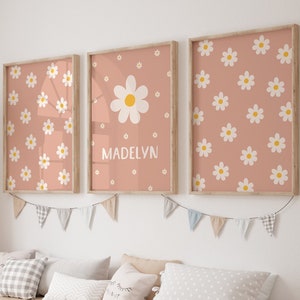 Name Daisy Kinderzimmer Drucke: Terrakotta Blumen Wand Kunst (2er Set) (Digitaler Download)