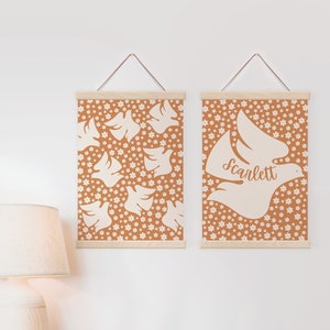 Set of 2 personalized nursery name print, Daisy playroom wall art, Boho daisy nursery decor girl, Daisy print, Daisy theme nursery printable