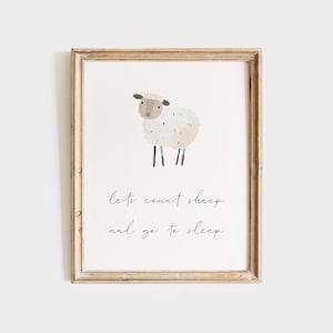 Décor de chambre de moutons, impression Comptons les moutons et allons nous coucher, chambre d'enfant imprimée moutons vintage, art mural de chambre d'enfant sans distinction de sexe, téléchargement numérique