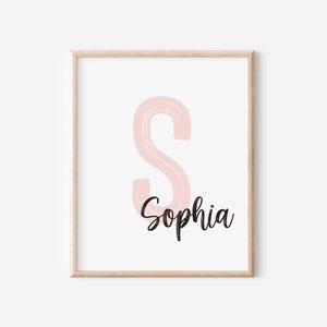 Impressão de nome personalizado, pôster de nome personalizado, placa inicial, placa acima do berço, decoração de quarto de meninas rosa, arte de parede com impressões, DOWNLOAD DIGITAL