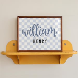 Custom name print, boy nursery decor, personalized name sign, kids blue wall art, boy room wall art, custom name baby gift digital download