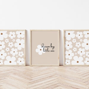 Neutral daisy nursery wall art, Daisy nursery wall art, Neutral nursery prints, Daisy nursery decor, Daisy wall art, Daisy Nursery Print