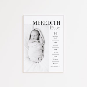 Personalisierte Geburt Stats Poster, Geschenk zur Geburt, Baby Bild Geschenk, Printable Kinderzimmer Dekor, digitaler Download-Druck
