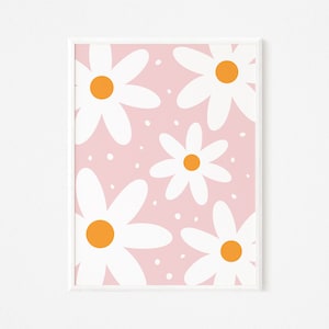 Pink Daisy Nursery Print: Boho Floral Wall Art (Digital Download)
