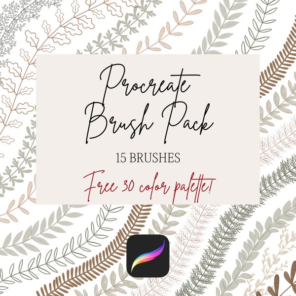 Procreate wreath brush, Procreate leaf brush, Procreate bundle, Procreate vine brushes, Procreate brushes nature, Procreate stamp