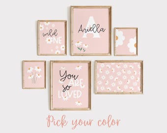 Daisy Nursery Prints: Blush Pink Girls Room Decor (Digital Download)
