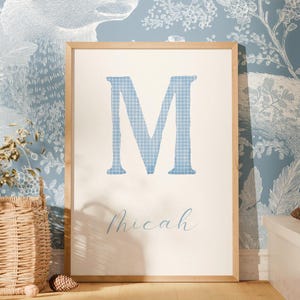 Custom boy name print, personalized blue watercolor nursery decor, boy nursery wall art, boy room decor, over the crib sign digital download