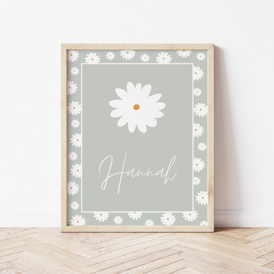 hannaf Custom Name Daisy Nursery Print, Sage Daisy Nursery Decor, Boho Nursery  Wall Art, Wildflower Name Nursery Art, Daisy Poster Girl Room Decor - Etsy