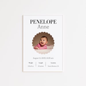 Personalized Birth Stats Poster, Custom Newborn Gift, Baby Picture Gift, Printable Nursery Decor, Digital Download Print