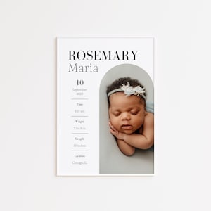 Personalized Birth Stats Poster, Custom Newborn Gift, Baby Picture Gift, Printable Nursery Decor, Digital Download Print